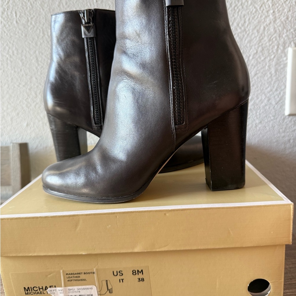 Michael Kors Dark Leather Heeled Boots